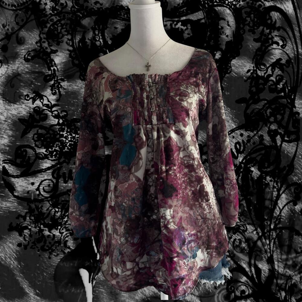 super unique fairy boho grunge whimsical purple tunic top